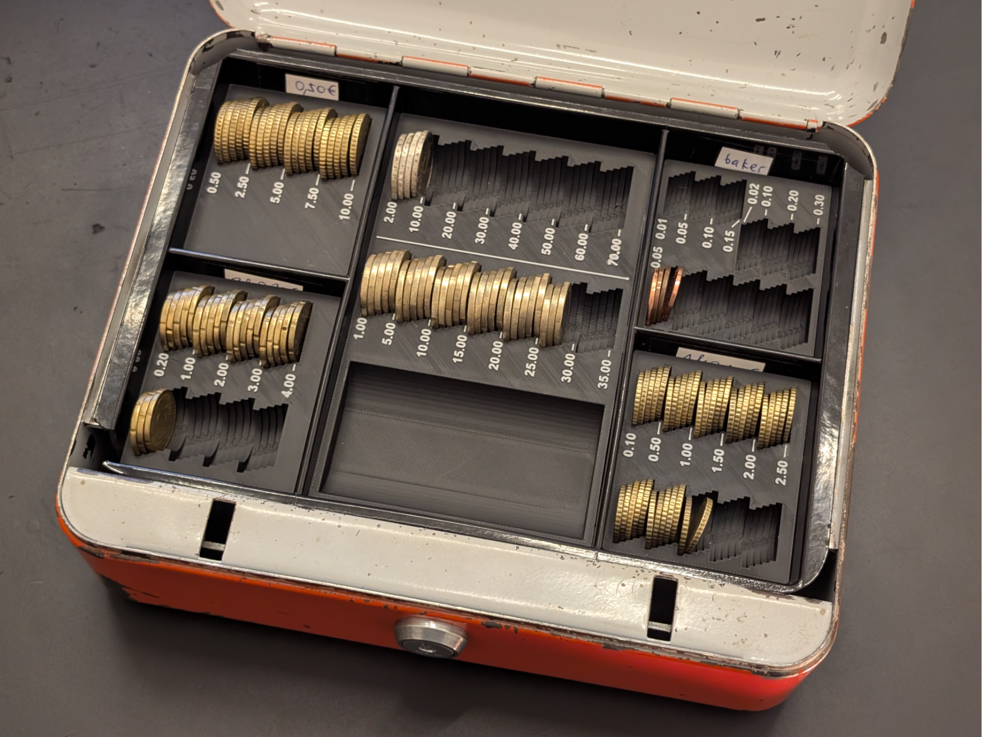 Euro coin sorter tray inserts for cash box