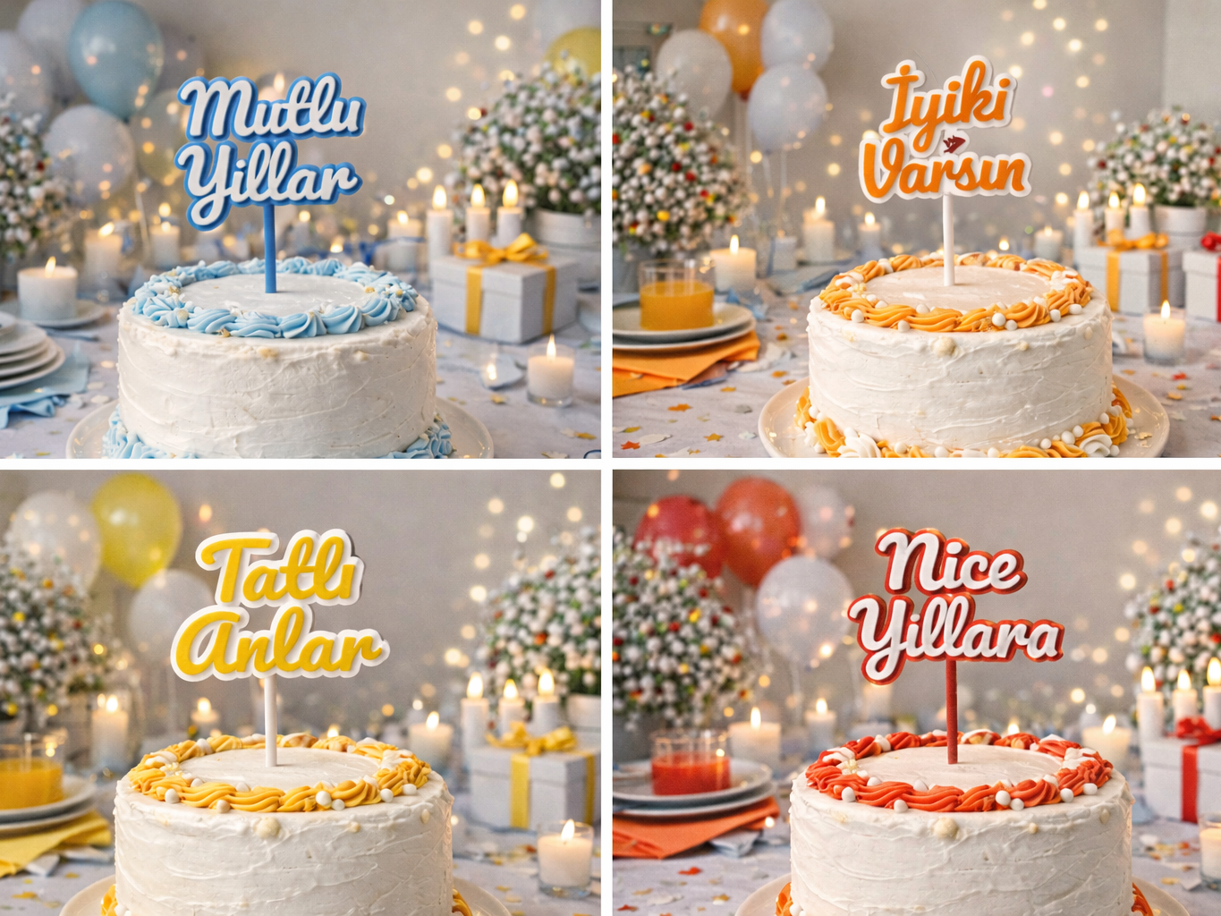 Birthday Cake Topper – 4 Piece Set