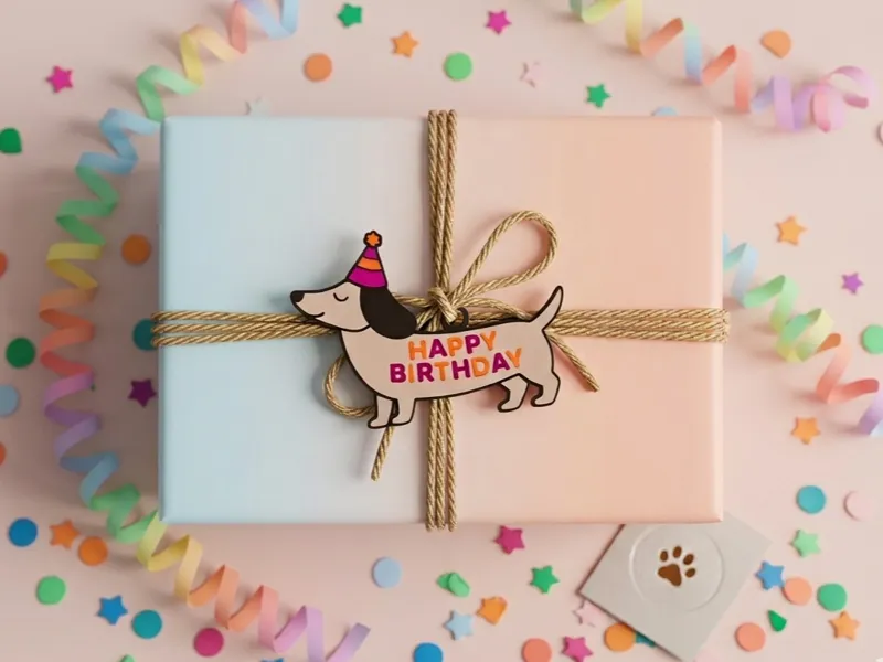 Geschenkanhänger Dackel/Gift Tag Birthday