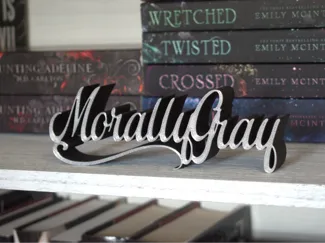 Morally Gray book shelf sign