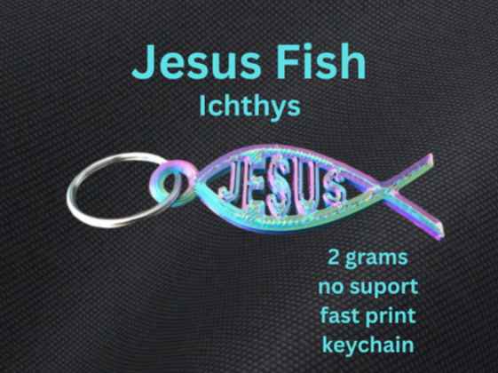 Miniatura 1 do modelo 3D Jesus Fish Keychain