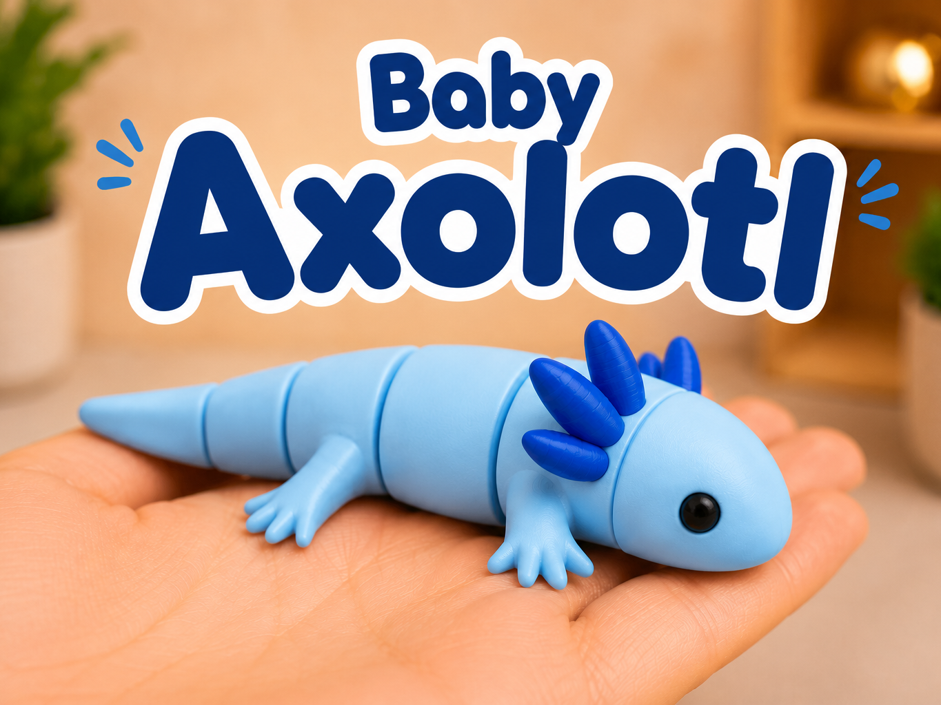 Baby Axolotl Blue - Cute Chunky Flexi Creature