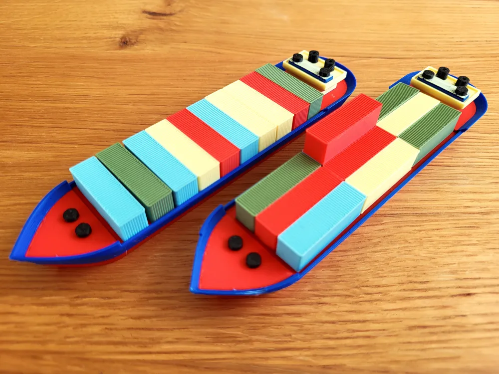 3Dプリント 浮かぶコンテナ船おもちゃ — 積み重ねゲーム - 無料3Dモデル -MakerWorld