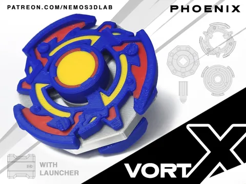 Letrero o emblema decorativo: VortX - Phoenix | Beyblade X Launcher Compatible — referencia de MakerWorld