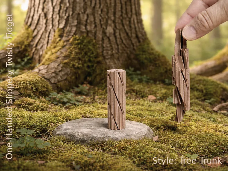 One-Handed Slippery Twisty Fidget, Tree Trunk