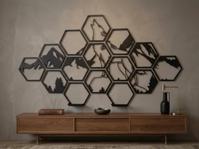 Hexagonal wall decoration