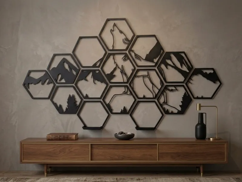Decorazione parete esagonale
