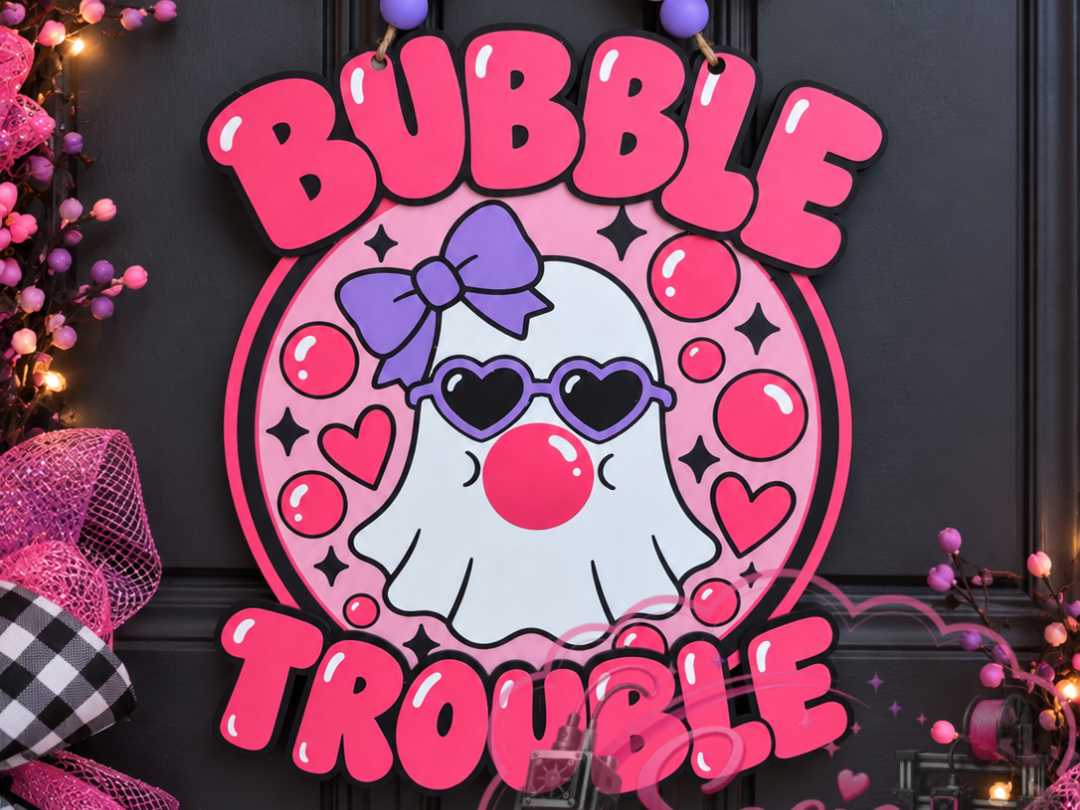 Bubble Ghost Door Decor Sign- Bubble Trouble - 3D printed Decor, in stock in India