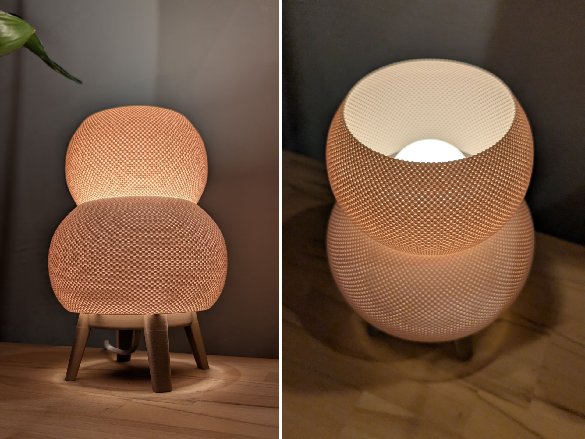 Doppelring Lampe mit Korbstruktur - 1