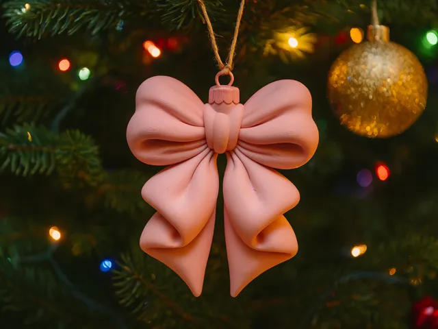 Puffy Coquette Bow Christmas Ornament