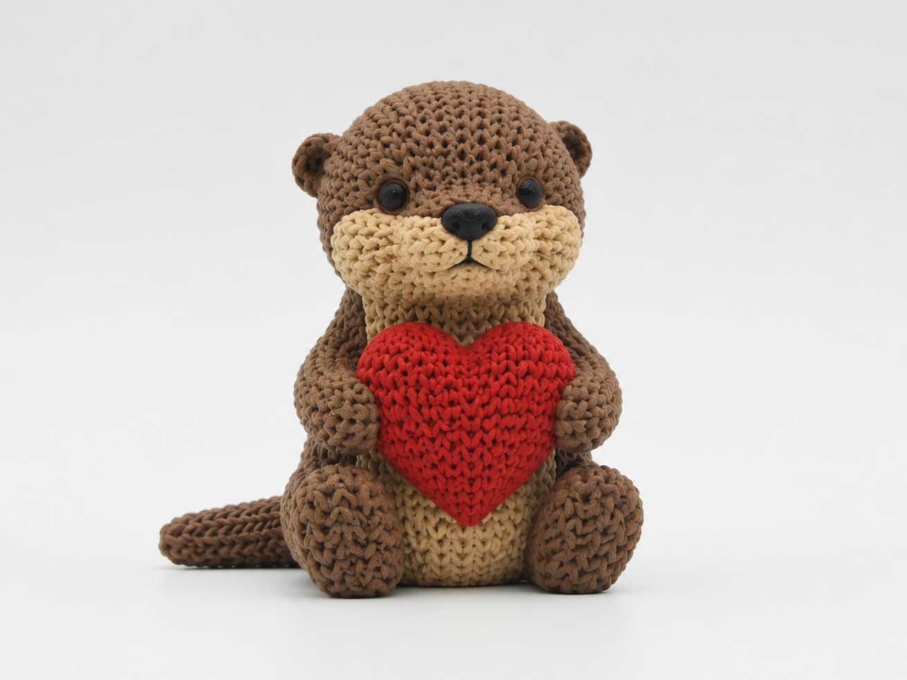 Knitted Otter With Heart