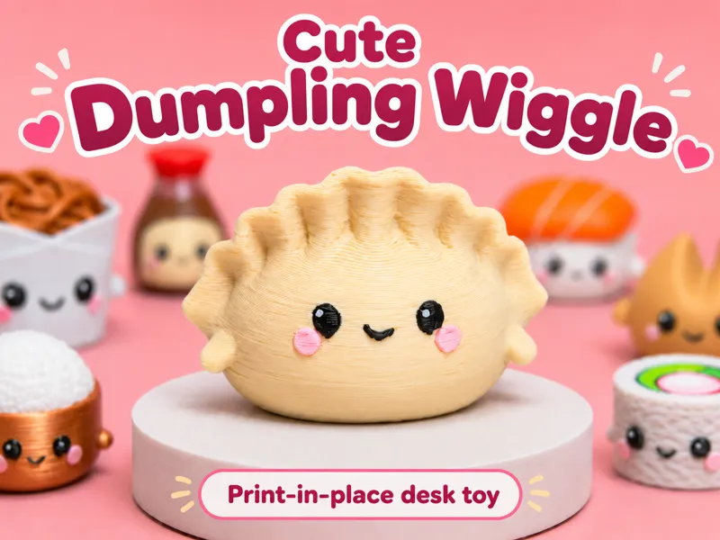 Cute Dumpling Wiggle | Print-in-Place Desk Toy