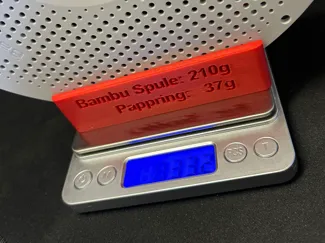 Bambu Lab filament spool fixation for weighing