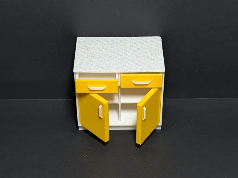 Dollhouse 1:12 2Door 2Drawer Cabinet Opening Doors