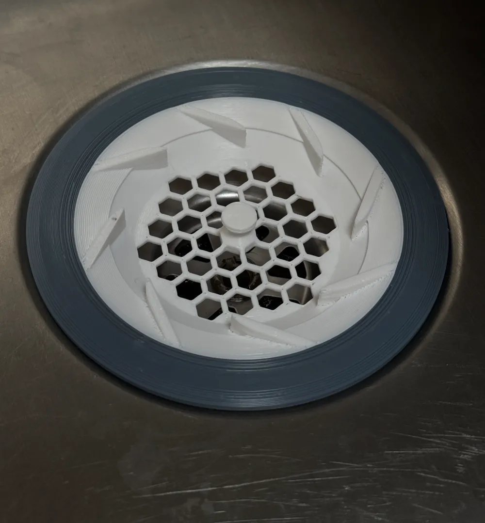 Drain File Customizable Round swirl sink drain w/ catcher V3 - Free 3D Print Model ...