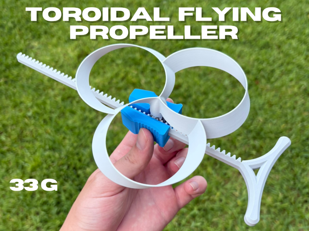 Toroidal Flying Propeller Launcher - Pull Copter