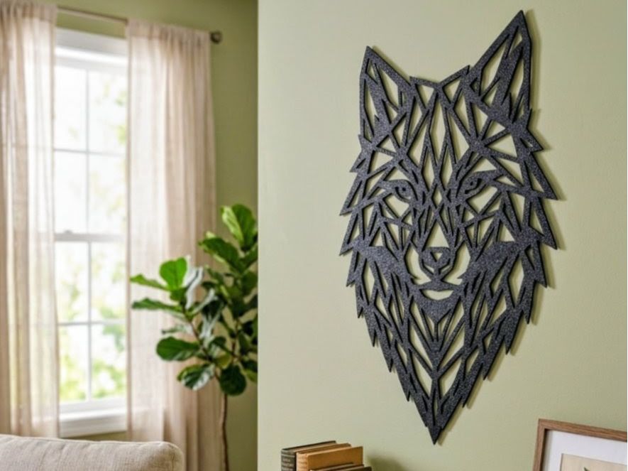 Geometrisches Wolf-Wandbild