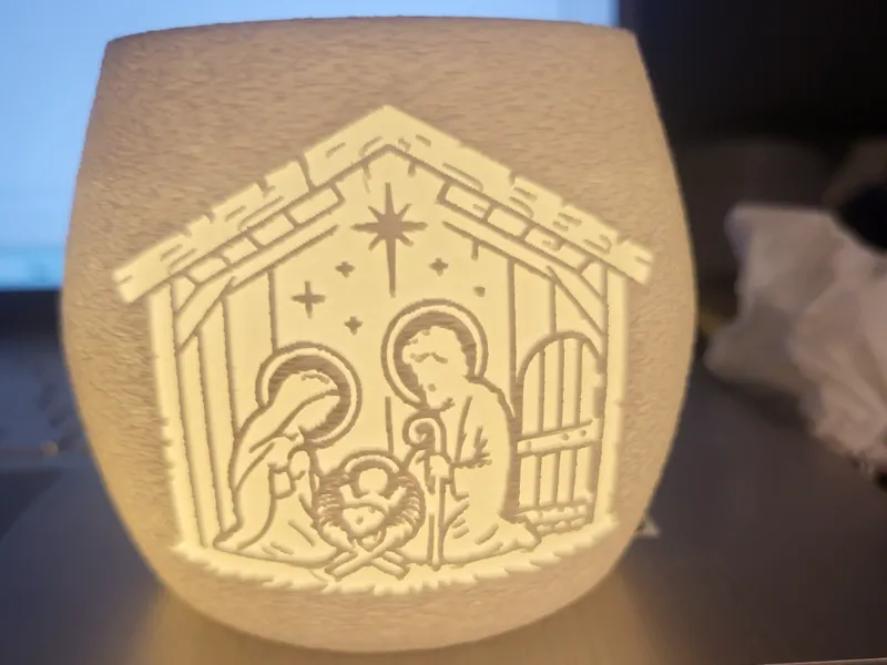 Teelicht mit Weihnachtskrippe