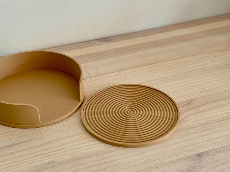 Stylish minimalist round coasters with holder