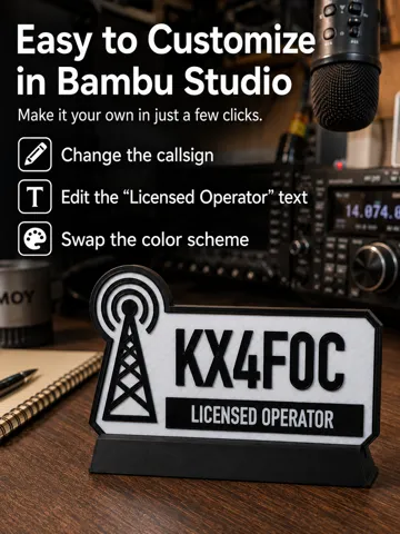 Letrero o emblema decorativo: Customizable Ham Radio Callsign Sign — vista de referencia 3