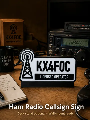 Letrero o emblema decorativo: Customizable Ham Radio Callsign Sign — vista de referencia 2