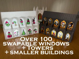 Holiday Cathedral Grinch/ Peanuts Windows
