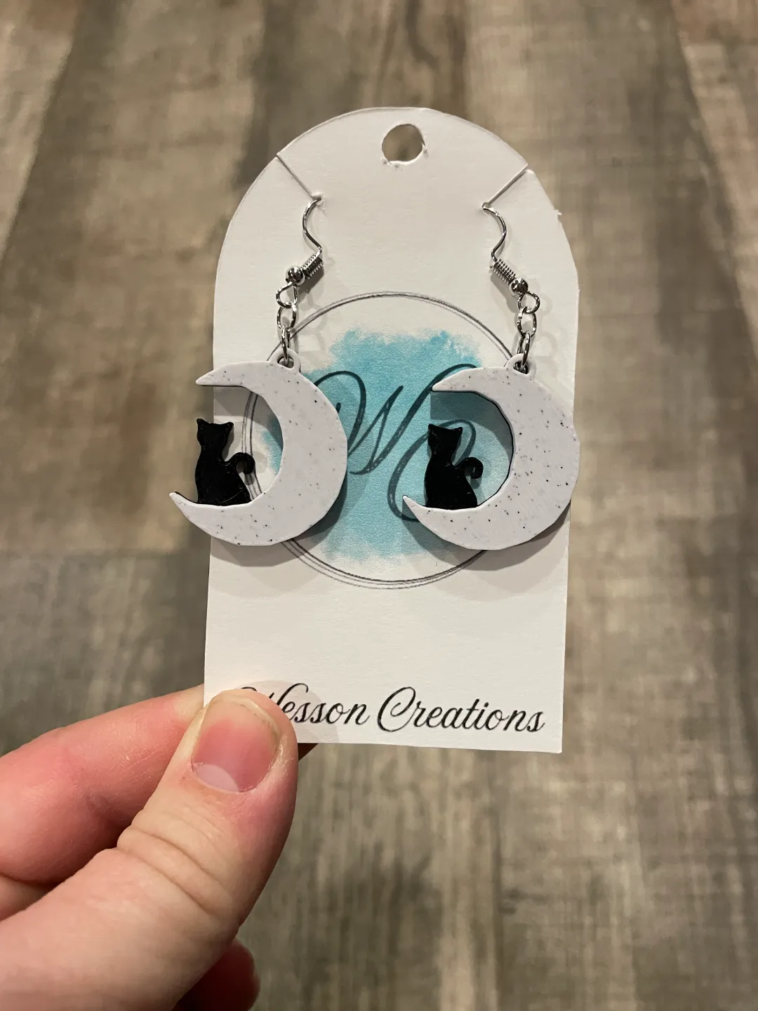 Cat in Moon Earrings view 2