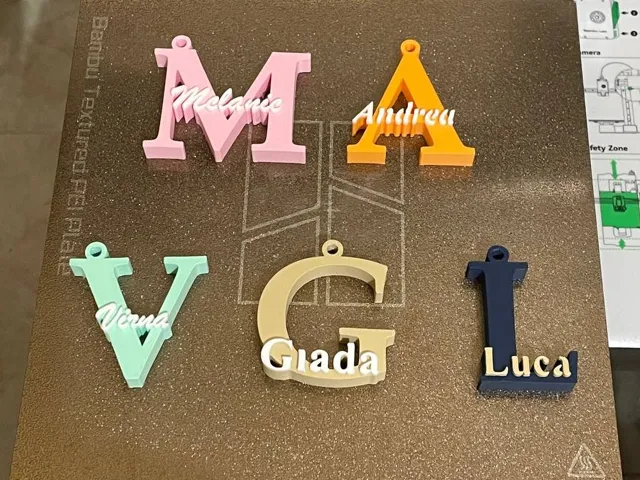 Customizable name and letter keychain