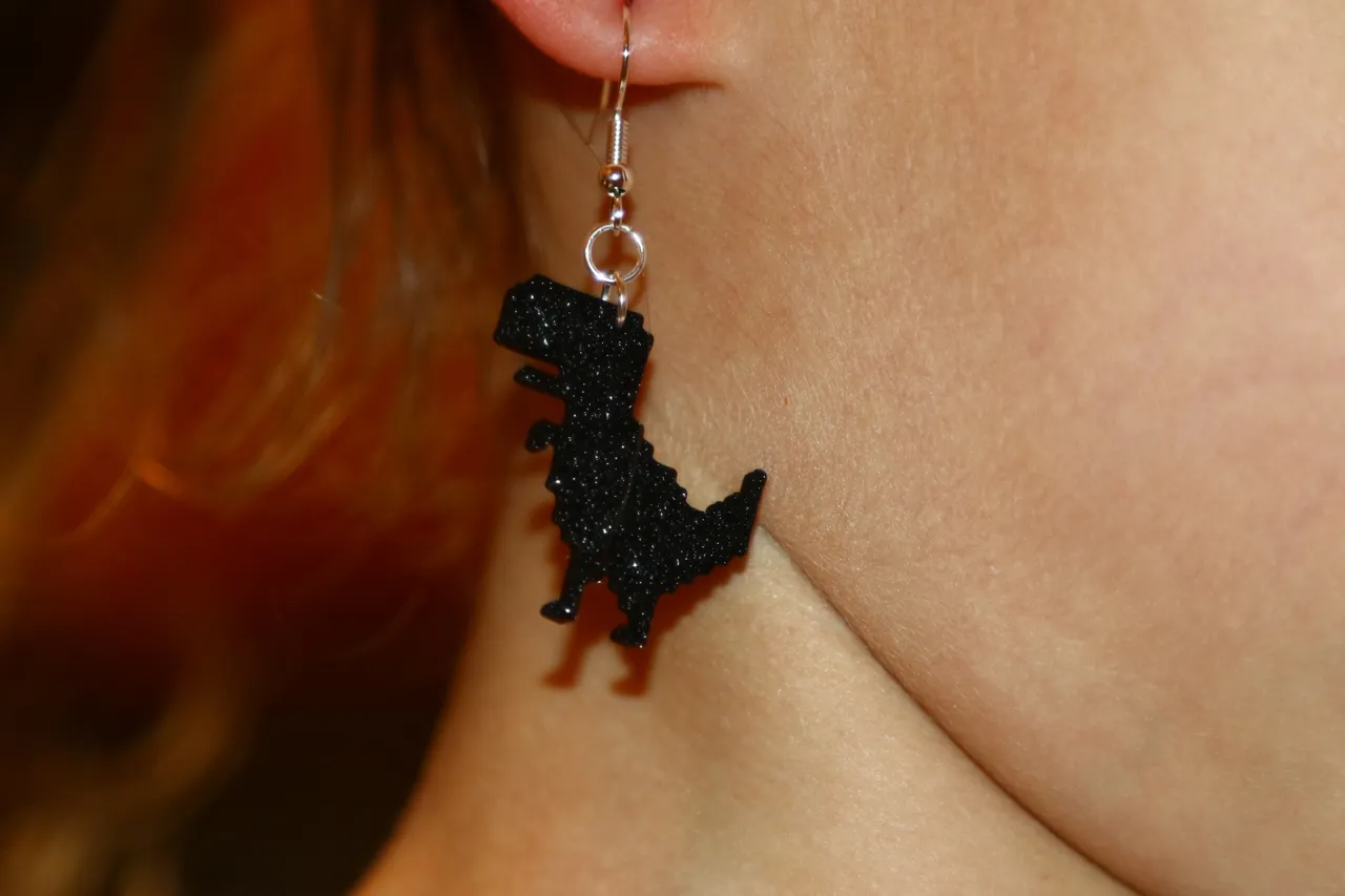 Pixel Dino Earring view 3