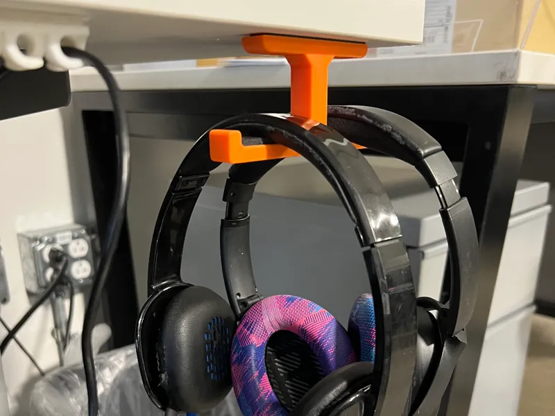 Dual Headphone Hook Under Desk Anchor