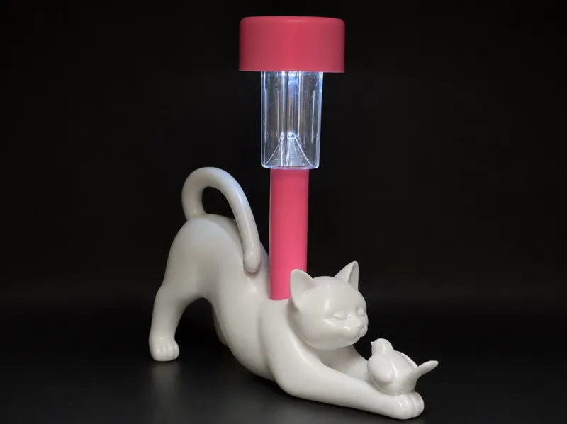 Cat and Bird Solar Light Holder