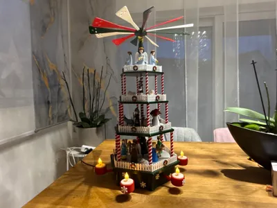 Electric 3D Nativity Pyramid Mary & Joseph