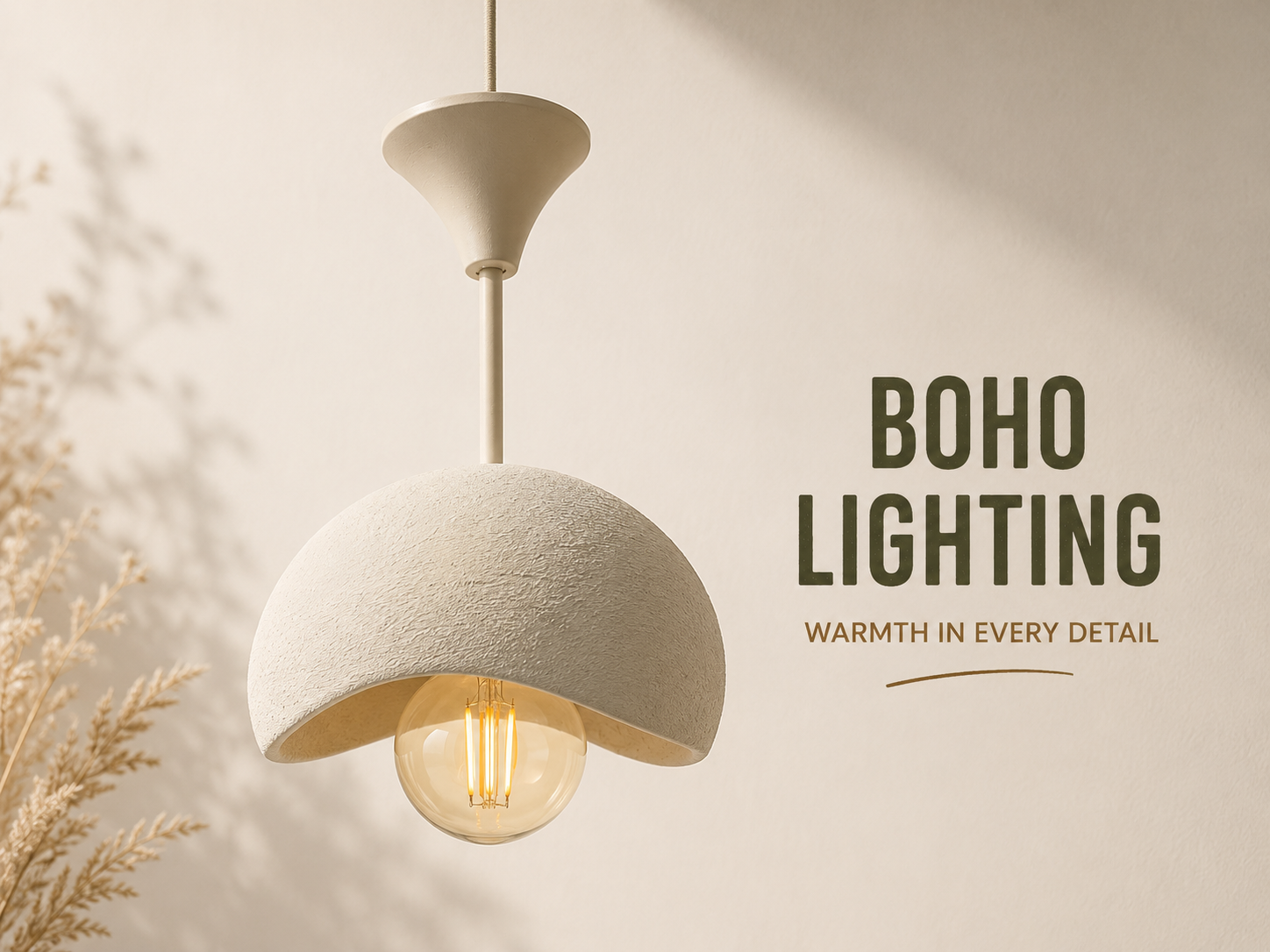 Boho Half Dome Lamp Shade + Rustic Bulb Set