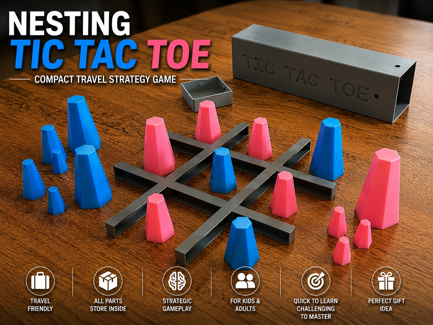 Nesting Tic Tac Toe – Compact Travel Strategy Game