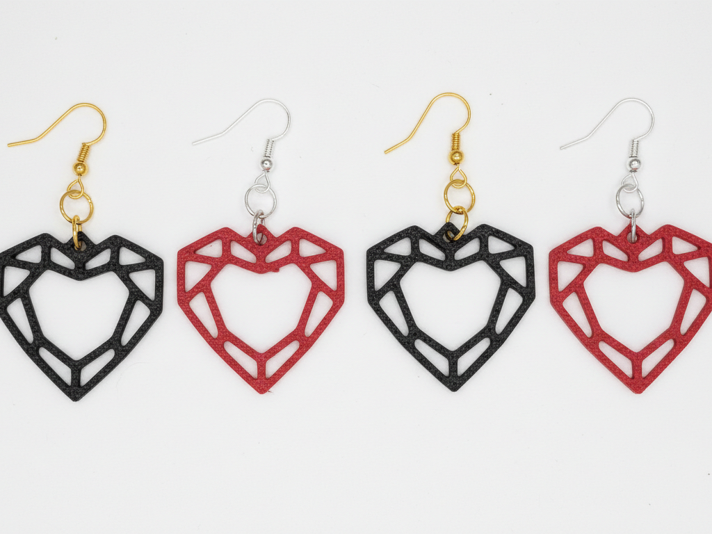 The Crystal Heart Low-Poly Earrings