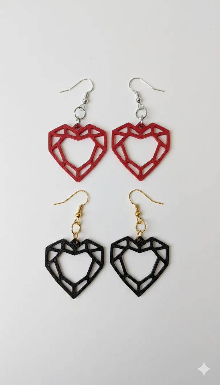 The Crystal Heart Low-Poly Earrings view 3