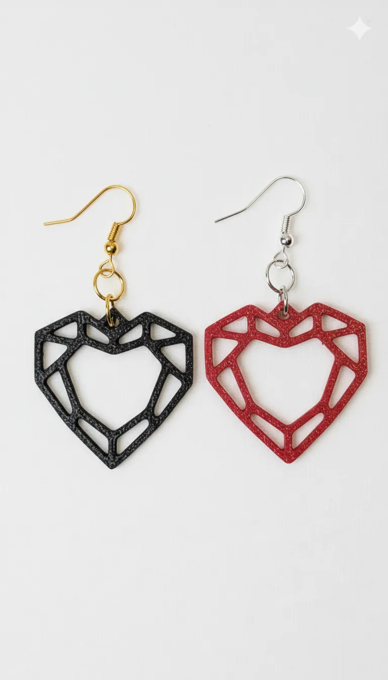 The Crystal Heart Low-Poly Earrings view 2