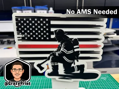 Thin Red Line firefighter flag wall art - No AMS