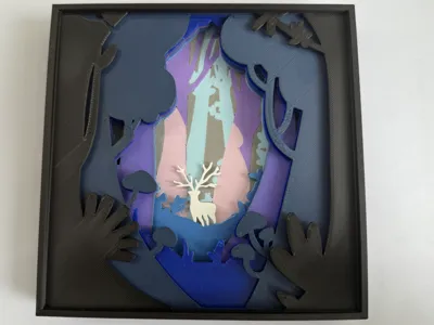 Fawn in the forest shadowbox