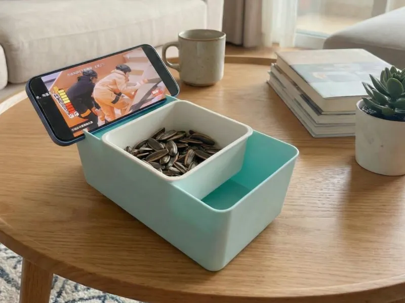 边追剧边嗑瓜子 懒人零食盒 手机支架