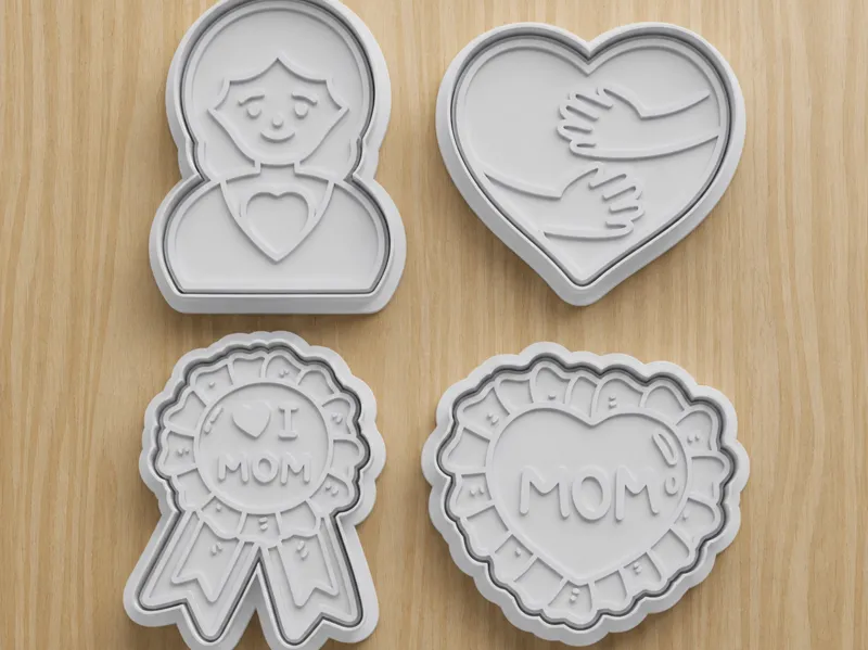 Mother’s Day Cookie Cutter Set|Heart, Ribbon, Hug
