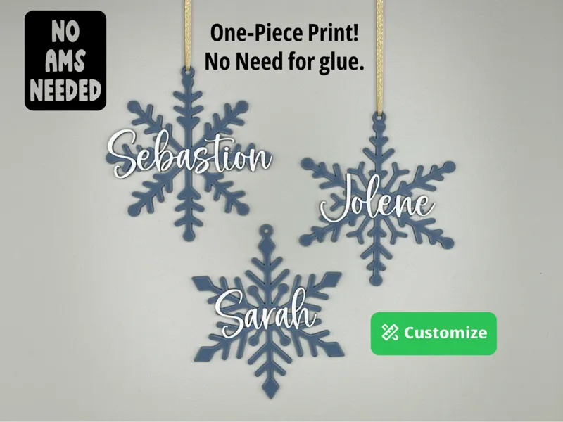 Beautiful Personalized Snowflake Ornaments No AMS