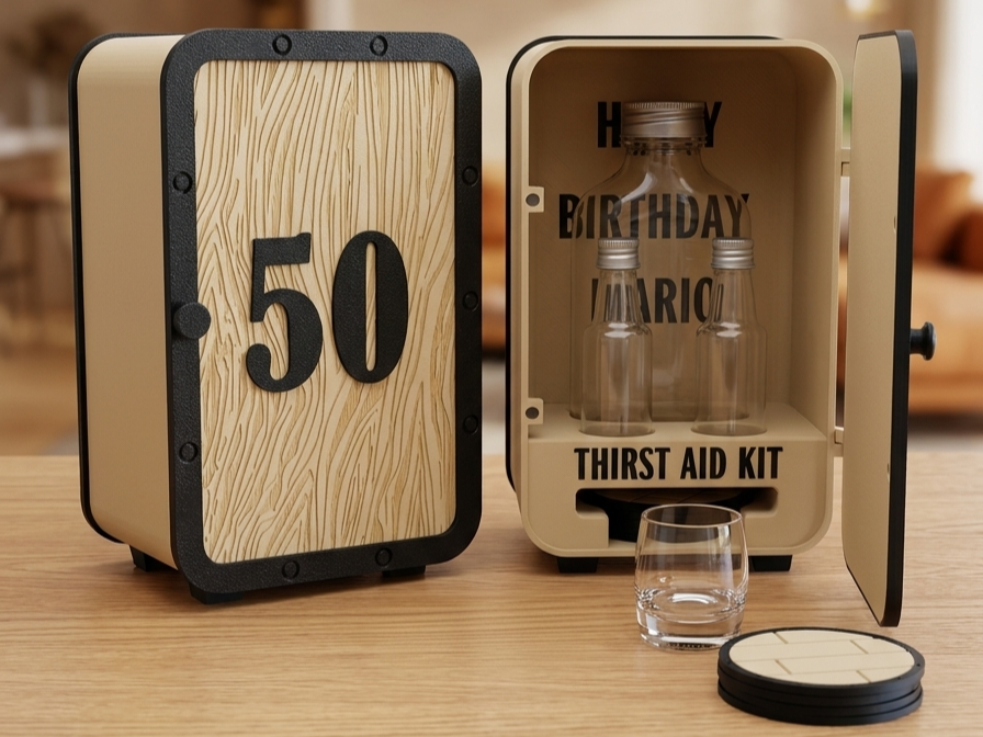 Mini Liquor Cabinet Gift Box with Coasters