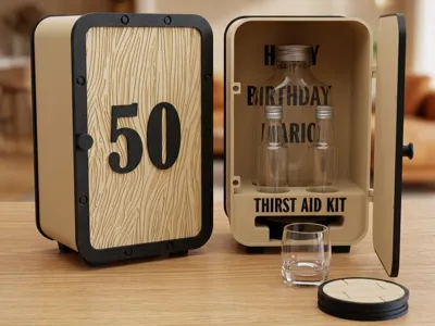 Mini Liquor Cabinet Gift Box with Coasters