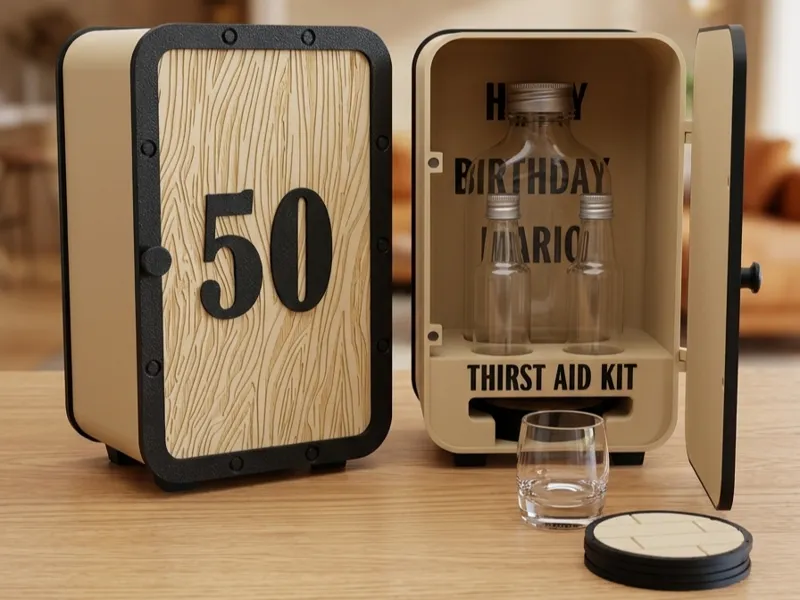 Mini Liquor Cabinet Gift Box with Coasters