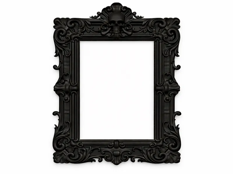 Gothic Skull Picture Frame Baroque Rectangular