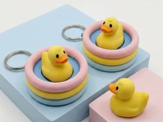 Pool Day Ducky Clicker Keychain