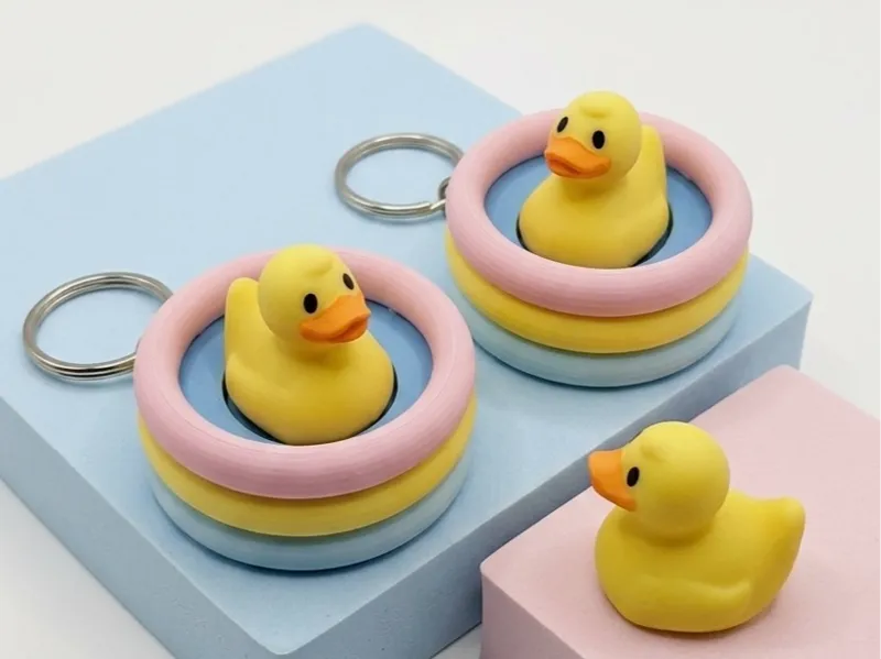 Pool Day Ducky Clicker Keychain