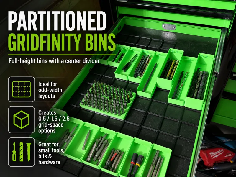Partitioned Gridfinity Toolbox Bins