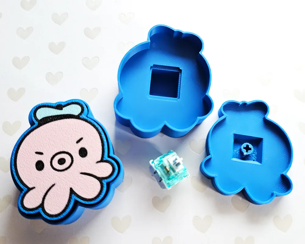 Button Octopus Box Clicker Grumpy Octopus Clicker / Keychain - Free 3D Print Model - MakerWorld